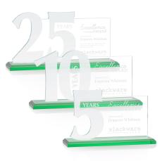 Hazelton Green Number Crystal Award - Full Color Imprint