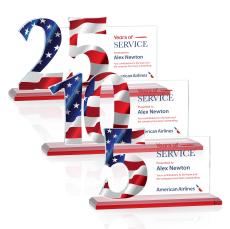 Hazelton Full Color Red Crystal Award - Full Color Imprint