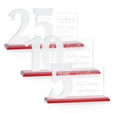 Hazelton Red Number Crystal Award - Full Color Imprint