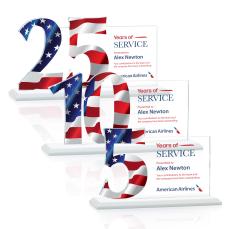 Hazelton Full Color White Crystal Award - Full Color Imprint