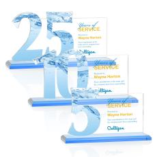 Hazelton Full Color Sky Blue Crystal Award - Full Color Imprint