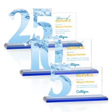 Hazelton Full Color Blue Crystal Award - Full Color Imprint