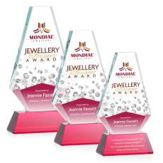 Kingsley Full Color Red on Newhaven Base Polygon Crystal Award - Full Color Imprint