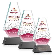 Kingsley Full Color Black on Newhaven Base Polygon Crystal Award - Full Color Imprint