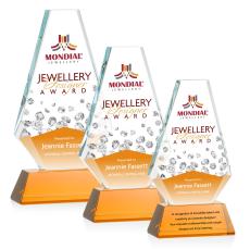 Kingsley Full Color Amber on Newhaven Base Polygon Crystal Award - Full Color Imprint