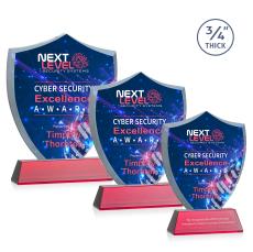 Scudo Shield Full Color Red on Newhaven Unique Crystal Award - Full Color Imprint