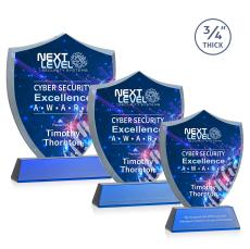 Scudo Shield Full Color Blue on Newhaven Unique Crystal Award - Full Color Imprint