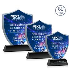 Scudo Shield Full Color Black on Newhaven Unique Crystal Award - Full Color Imprint
