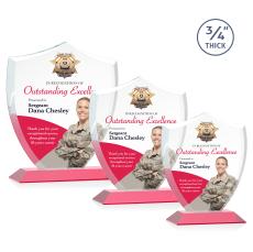 Scudo Shield Full Color Red Unique Crystal Award - Full Color Imprint