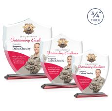 Scudo Shield Full Color Rosewood Unique Crystal Award - Full Color Imprint