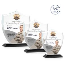 Scudo Shield Full Color Black Unique Crystal Award - Full Color Imprint