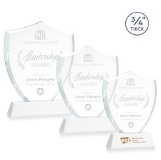 Scudo Shield White on Newhaven Unique Crystal Award - Full Color Imprint