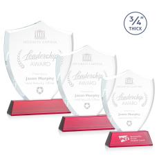 Scudo Shield Red on Newhaven Unique Crystal Award - Full Color Imprint