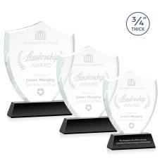 Scudo Shield Black on Newhaven Unique Crystal Award - Full Color Imprint