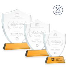 Scudo Shield Amber on Newhaven Unique Crystal Award - Full Color Imprint