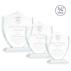 Scudo Shield White Unique Crystal Award - Full Color Imprint