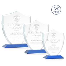 Scudo Shield Blue Unique Crystal Award - Full Color Imprint