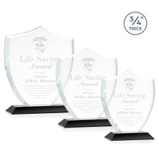 Scudo Shield Black Unique Crystal Award - Full Color Imprint