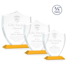 Scudo Shield Amber Unique Crystal Award - Awards and Trophies