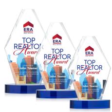 Redding Full Color Blue Polygon Crystal Award - Awards and Trophies
