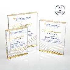 Chestham Full Color Gold Rectangle Acrylic Award - Acrylic Awards