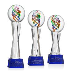 Galileo Blue on Grafton Base Globe Glass Award - Glass Awards