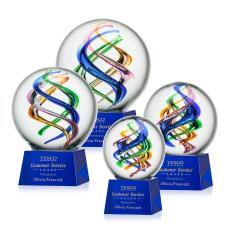Galileo Blue on Robson Base Globe Glass Award - Glass Awards