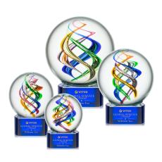 Galileo Blue on Paragon Base Globe Glass Award - Glass Awards