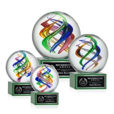 Galileo Green on Hancock Base Globe Glass Award - Glass Awards