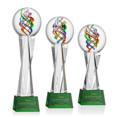 Galileo Green on Grafton Base Globe Glass Award - Glass Awards