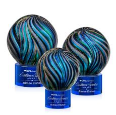 Malton Blue on Marvel Base Globe Glass Award - Glass Awards