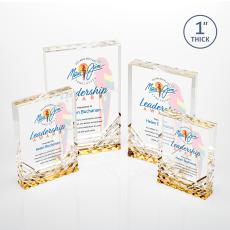 Elektra Full Color Gold Rectangle Acrylic Award - Acrylic Awards