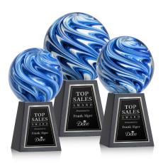 Naples Globe on Tall Marble Base Glass Award - Glass Awards