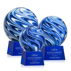 Naples Blue on Robson Base Globe Glass Award - Glass Awards
