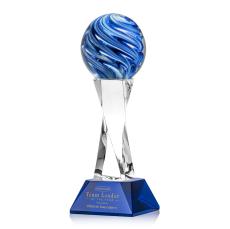 Naples Blue on Langport Base Globe Glass Award - Glass Awards