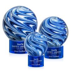 Naples Blue on Marvel Base Globe Glass Award - Glass Awards