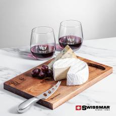 Swissmar Acacia Board & 2 Crestview Stemless Wine - Corporate Gifts