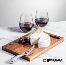Swissmar Acacia Board & 2 Reina Stemless Wine - Corporate Gifts