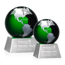 Ryegate Green/Silver Globe Crystal Award - Metal Awards