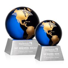 Ryegate Blue/Gold Globe Crystal Award - Metal Awards