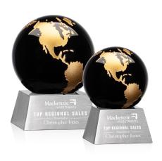 Ryegate Black/Gold Globe Crystal Award - Metal Awards