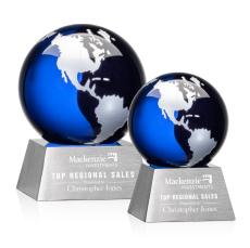 Ryegate Blue/Silver Globe Crystal Award - Metal Awards