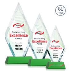 Richmond Full Color Green on Newhaven Diamond Crystal Award - Crystal Awards