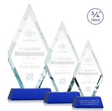 Richmond Blue on Newhaven Base Diamond Crystal Award - Crystal Awards