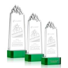Himalayas Tower Green on Base Peaks Crystal Award - Crystal Awards