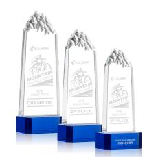 Himalayas Tower Blue on Base Peaks Crystal Award - Crystal Awards