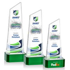 Belmont Tower Full Color Green on Padova Peaks Crystal Award - Full Color Imprint