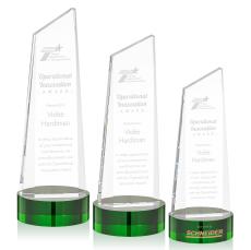 Belmont Tower Green on Stanrich Base Peaks Crystal Award - Crystal Awards