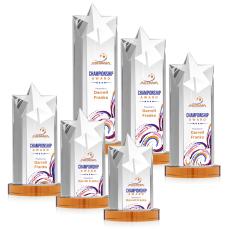 Berkeley Full Color Amber on Condor Base Star Crystal Award - Awards and Trophies