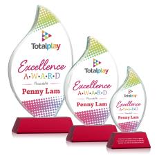 Odessy Vividprint Red on Newhaven Flame Crystal Award - Awards and Trophies